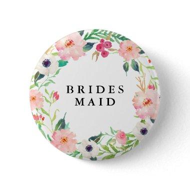 Spring Florals Bridesmaid Wedding Pinback Button