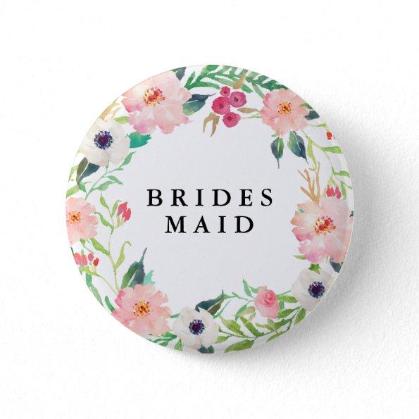 Spring Florals Bridesmaid Wedding Pinback Button