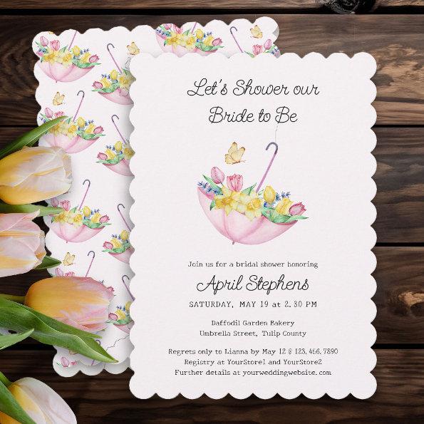 Spring Flower Shower the Bride Pink Bridal Shower Invitations