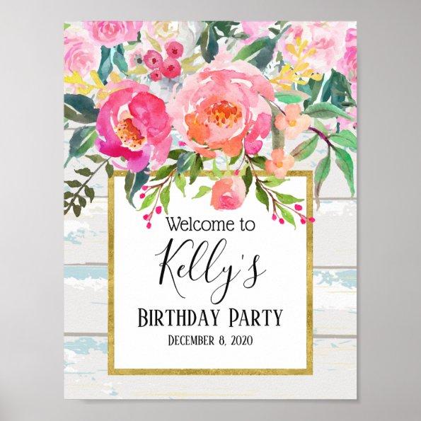 spring flowers, floral, welcome sign