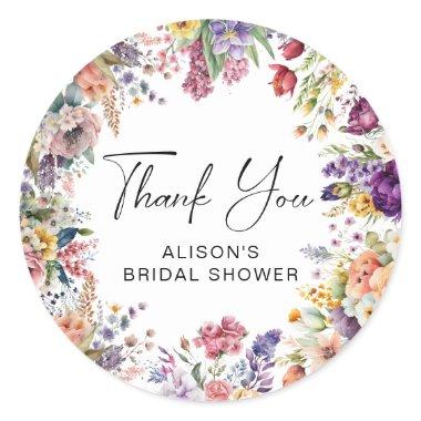 Spring Garden Flower Bridal Shower Classic Round Sticker