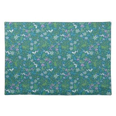 Spring Garden Mother's Day Blue Purple White Cloth Placemat