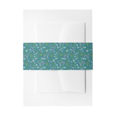 Spring Garden Mother's Day Blue Purple White Invitations Belly Band