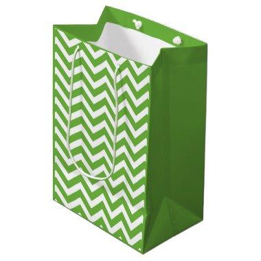 Spring Green & White Chevron Wedding Birthday Medium Gift Bag