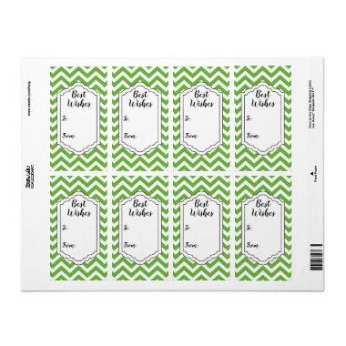 Spring Green & White Chevron Wedding Sticker Tag