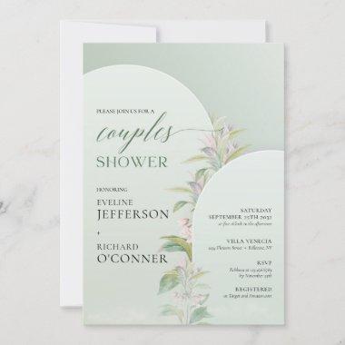 Spring greenery dusty pink floral couples shower Invitations
