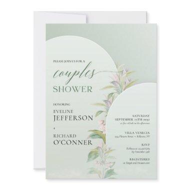 Spring greenery dusty pink floral couples shower Invitations