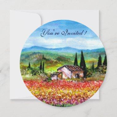 SPRING IN TUSCANY, bright red pink yellow blue Invitations