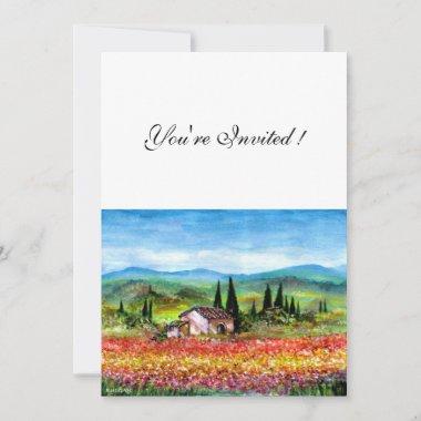 SPRING IN TUSCANY, bright red pink yellow blue Invitations
