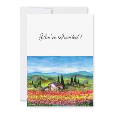 SPRING IN TUSCANY, bright red pink yellow blue Invitations