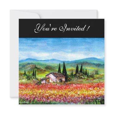 SPRING IN TUSCANY, bright red pink yellow blue
