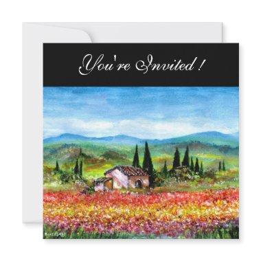 SPRING IN TUSCANY, bright red pink yellow blue Invitations