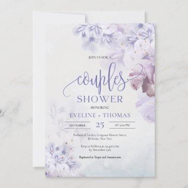 Spring lilac dusty purple blue pink couples shower Invitations