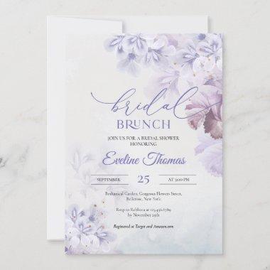 Spring lilac dusty purple bluen pink Bridal brunch Invitations