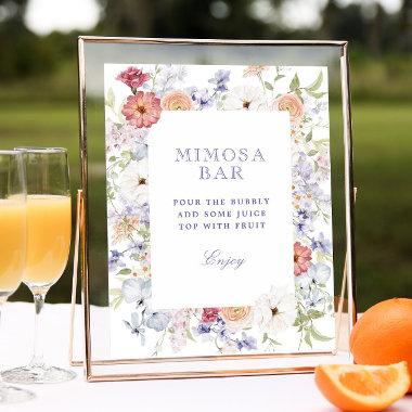 Spring Pastel Floral  Mimosa Bar Poster