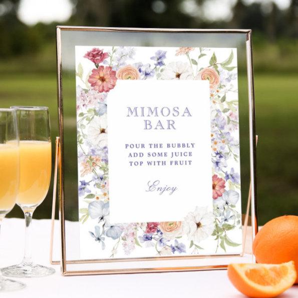 Spring Pastel Floral  Mimosa Bar Poster