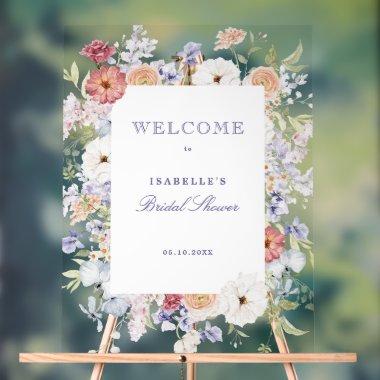 Spring Pastel Floral  Welcome Acrylic Sign