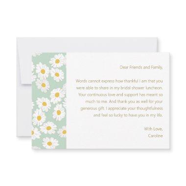 Spring Pastel Sage Blue Daisies Custom Message Thank You Invitations