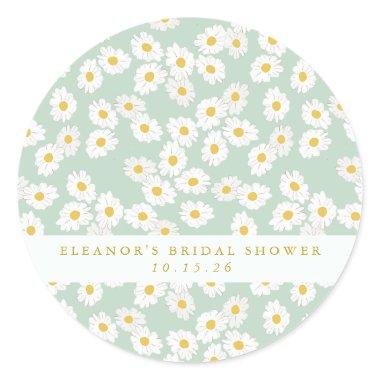 Spring Pastel Sage Daisies  Custom Classic Round Sticker