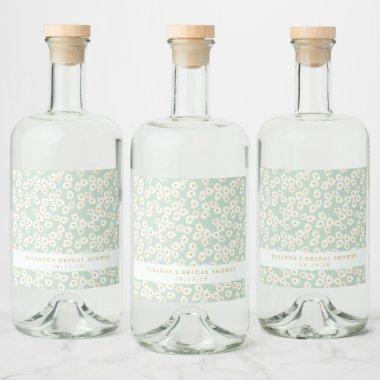 Spring Pastel Sage Daisies Bridal Shower Custom Liquor Bottle Label