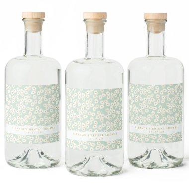 Spring Pastel Sage Daisies  Custom Liquor Bottle Label