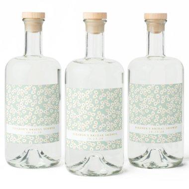 Spring Pastel Sage Daisies Bridal Shower Custom Liquor Bottle Label