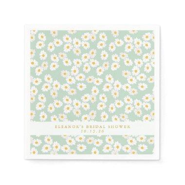 Spring Pastel Sage Daisies Bridal Shower Custom Napkins