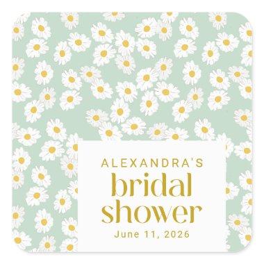 Spring Pastel Sage Daisies  Custom Square Sticker