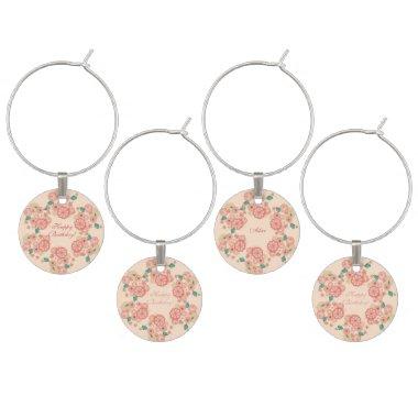 Spring Peach Flowers Garden Floral Decoration Boho Wine Charm