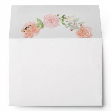 Spring Peony Navy Wedding Invitations Envelope