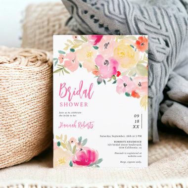 Spring pink boho chic garden floral bridal shower Invitations