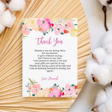Spring pink boho chic garden floral bridal shower thank you Invitations