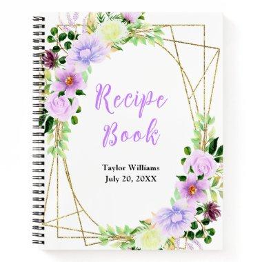 Spring Purple Floral Recipe Book