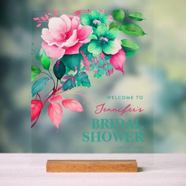 Spring Summer Floral  Welcome Acrylic Sign