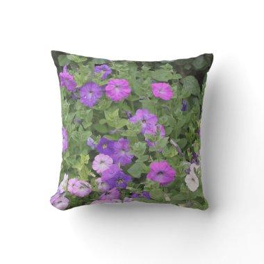 Spring Summer Floral Purple Petunia Flowers Gift Outdoor Pillow