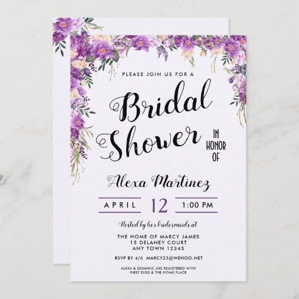 Spring Summer Floral Top Bridal Shower Invitations