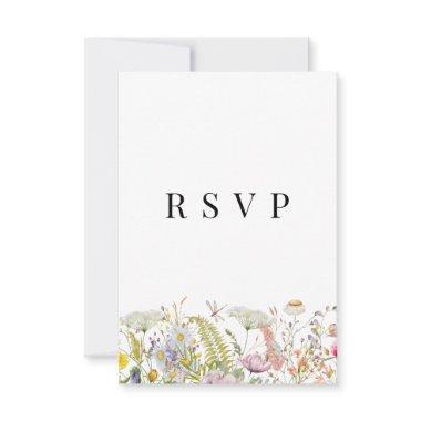Spring Summer Wildflower Beige Boho RSVP Card