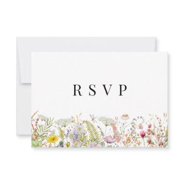 Spring Summer Wildflower Beige Boho RSVP Card