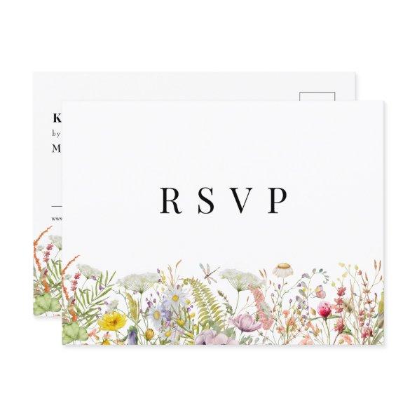 Spring Summer Wildflower Beige Boho RSVP PostInvitations