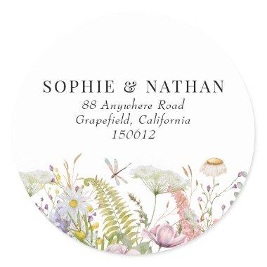 Spring Summer Wildflower Wedding Round Stickers