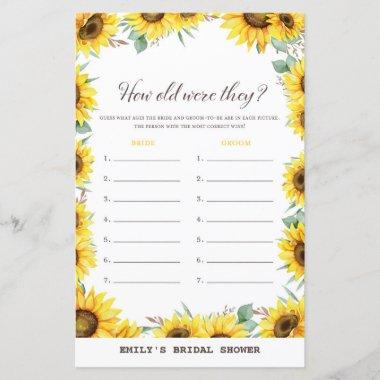 Spring Sunflower Bridal Shower Game PRINTED