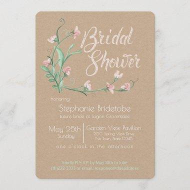 Spring Sweet Peas Watercolor Bridal Shower Invitations