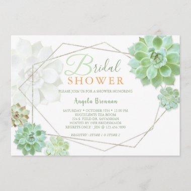 Spring Terrarium Succulents Bridal Shower Invitations