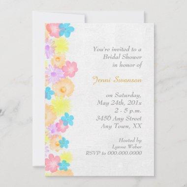Spring Theme Flower Border Bridal Shower Invitations