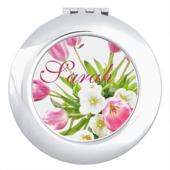 Spring Tulips Bouquet Customizable Compact Mirror