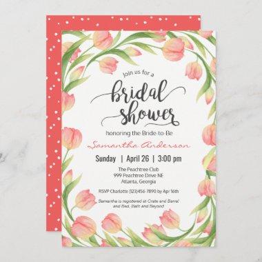 Spring Tulips Floral Bridal Shower Invitations