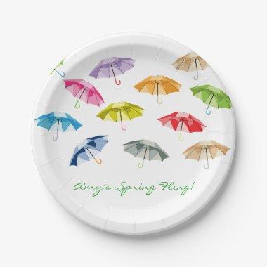 Spring Umbrellas Paper Plates
