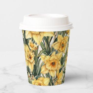 Spring Watercolor Daffodil March Birthflower Paper Cups