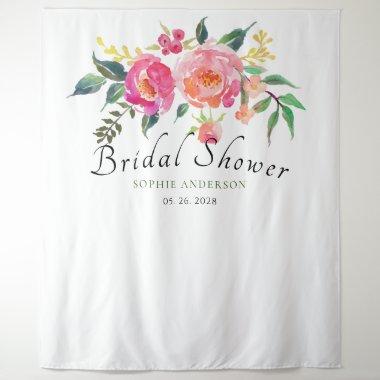 Spring Watercolor Floral Bridal Shower Photobooth Tapestry