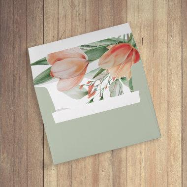 Spring Watercolor Peachy Floral Bridal Shower Envelope